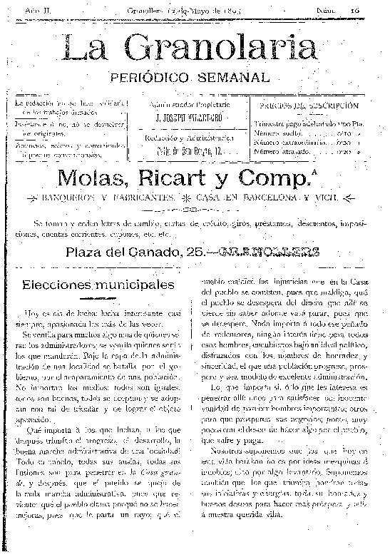 La Granolaria, 12/5/1895 [Exemplar]