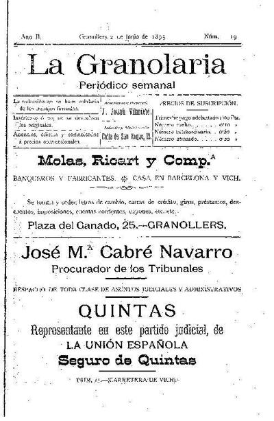 La Granolaria, 2/6/1895 [Exemplar]