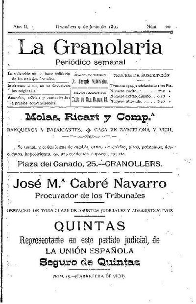 La Granolaria, 9/6/1895 [Exemplar]