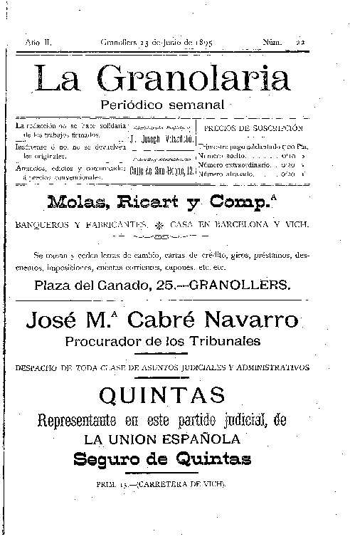 La Granolaria, 23/6/1895 [Exemplar]