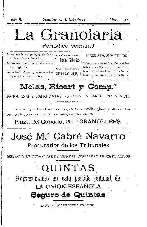 La Granolaria, 30/6/1895 [Issue]