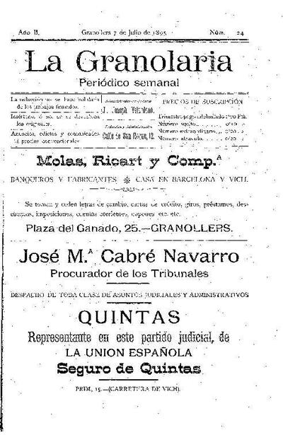 La Granolaria, 7/7/1895 [Exemplar]