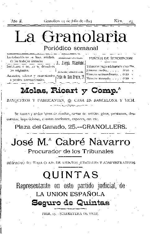 La Granolaria, 14/7/1895 [Exemplar]