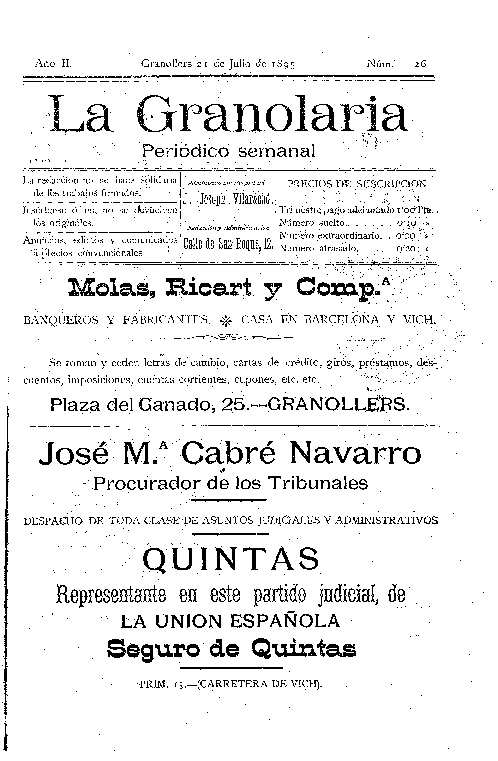 La Granolaria, 21/7/1895 [Exemplar]