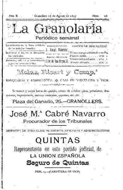 La Granolaria, 15/8/1895 [Exemplar]