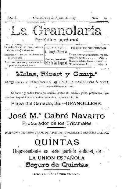 La Granolaria, 25/8/1895 [Exemplar]