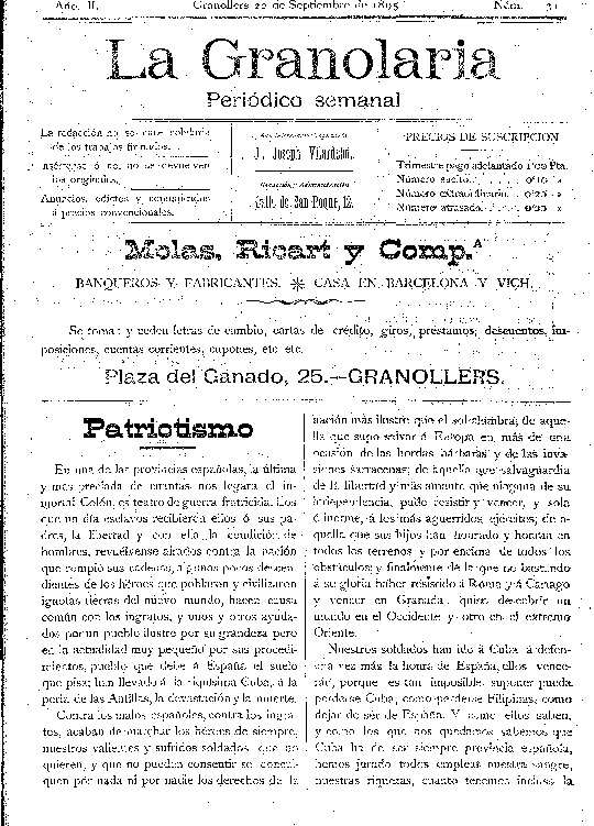 La Granolaria, 22/9/1895 [Issue]