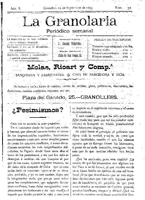 La Granolaria, 29/9/1895 [Issue]