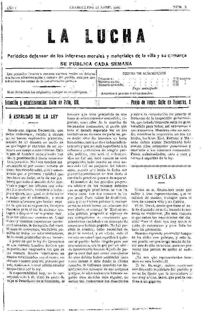 La Lucha, 14/4/1906 [Exemplar]