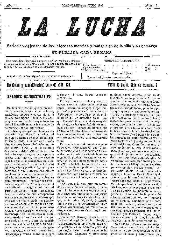 La Lucha, 23/6/1906 [Issue]