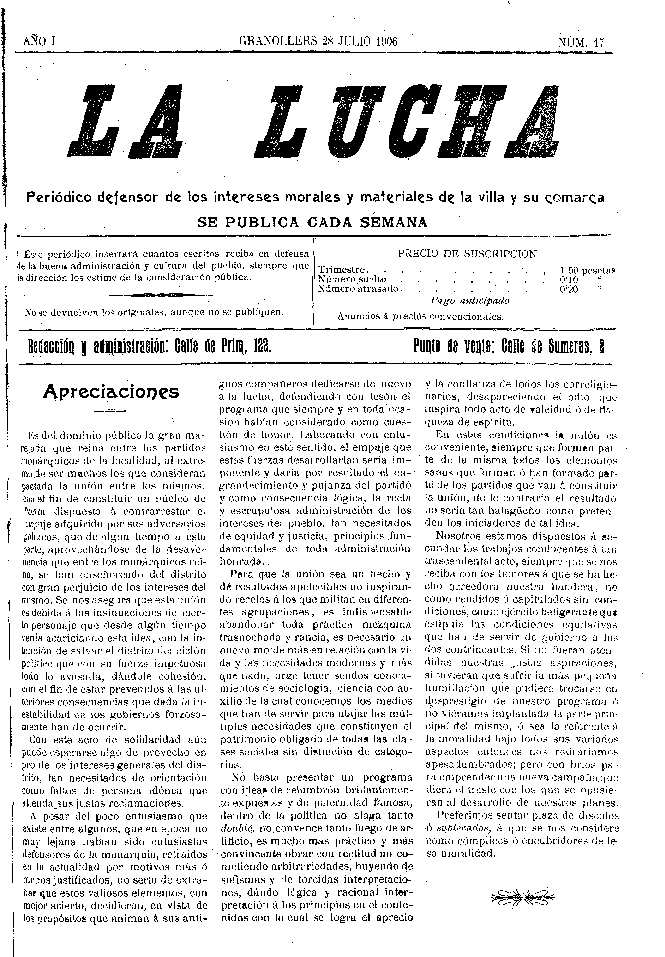 La Lucha, 28/7/1906 [Issue]