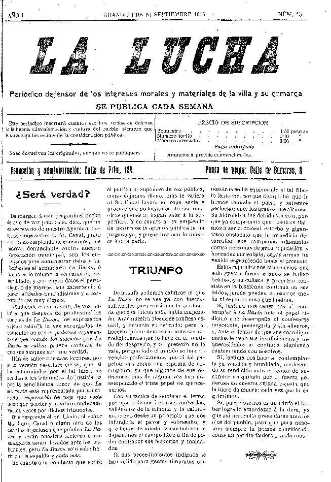 La Lucha, 30/9/1906 [Exemplar]