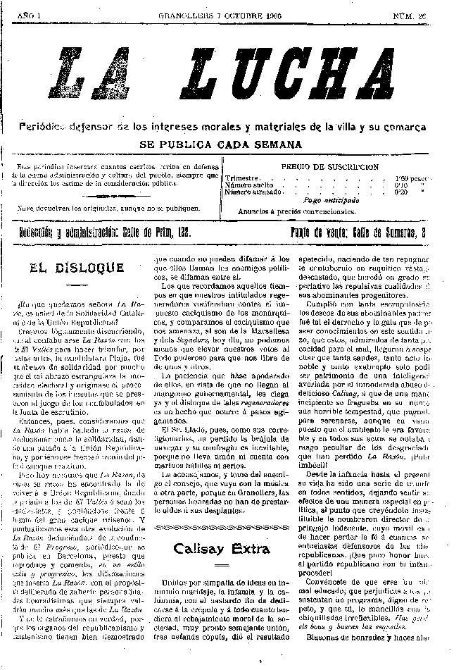 La Lucha, 7/10/1906 [Exemplar]