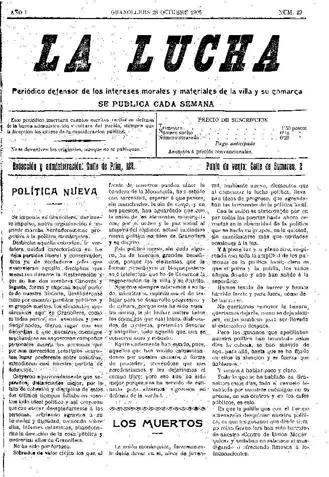 La Lucha, 28/10/1906 [Exemplar]