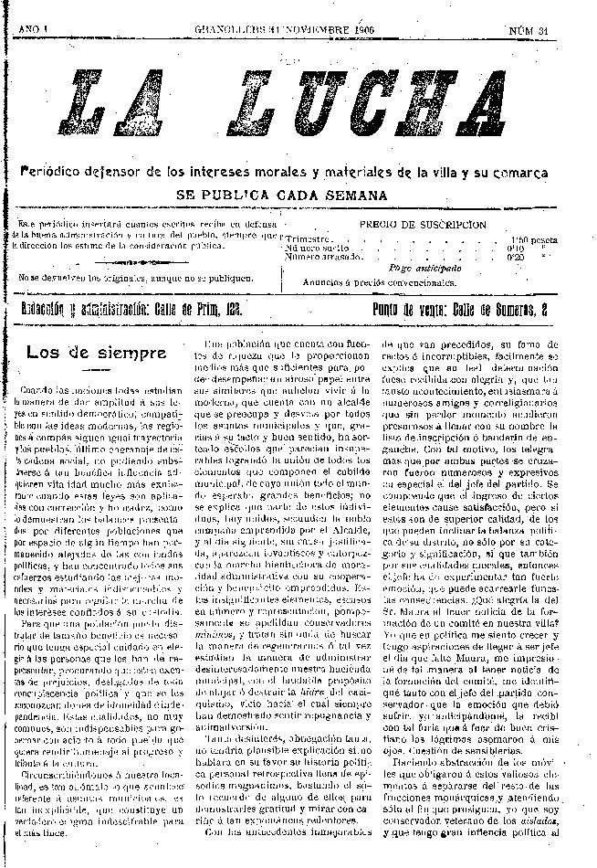 La Lucha, 11/11/1906 [Exemplar]