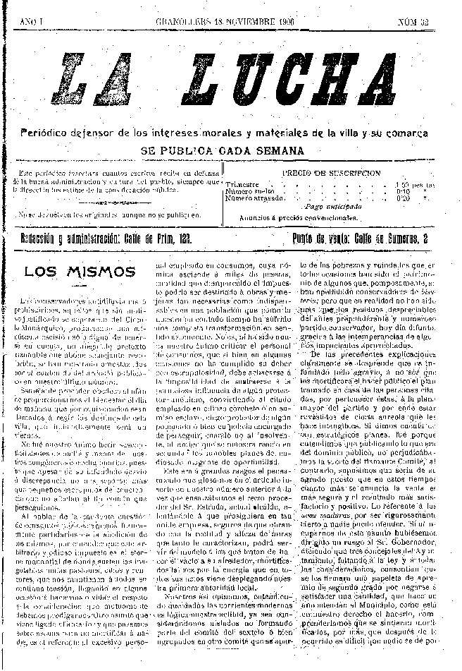 La Lucha, 18/11/1906 [Exemplar]