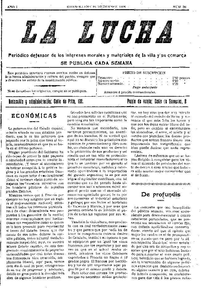 La Lucha, 16/12/1906 [Exemplar]