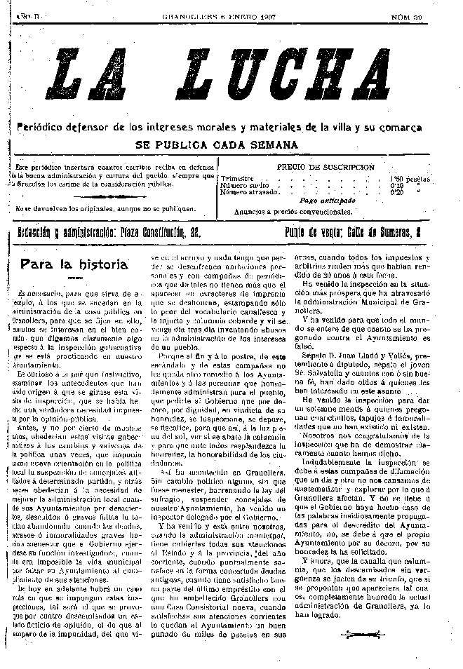 La Lucha, 6/1/1907 [Exemplar]