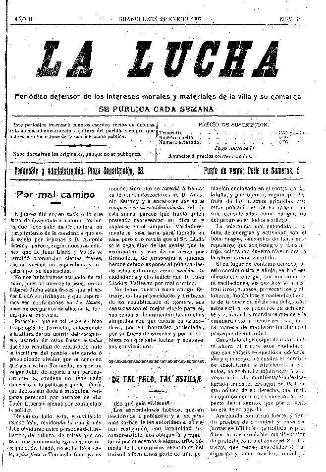La Lucha, 20/1/1907 [Exemplar]