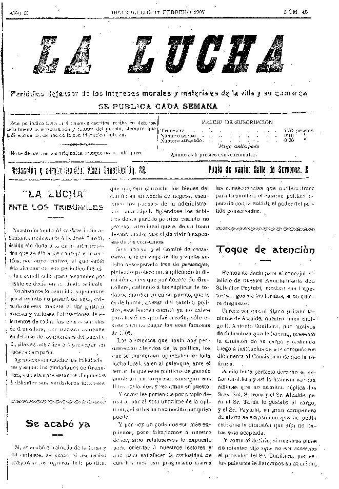 La Lucha, 17/2/1907 [Exemplar]