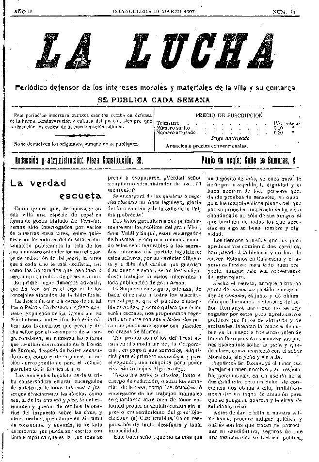 La Lucha, 10/3/1907 [Exemplar]
