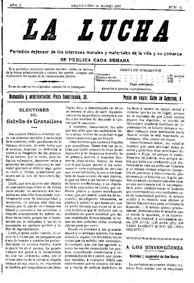La Lucha, 31/3/1907 [Exemplar]