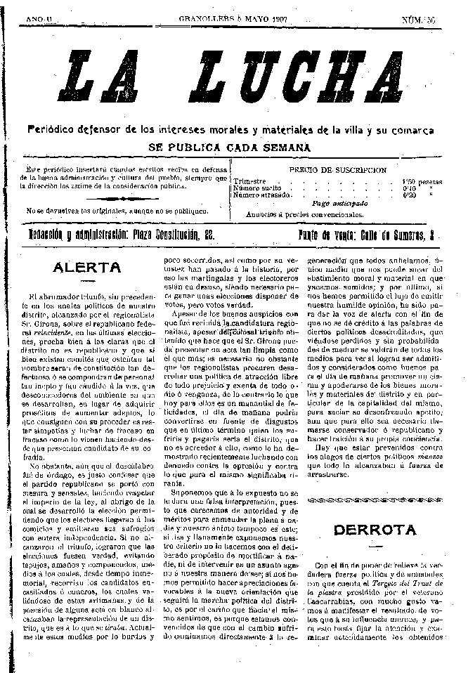 La Lucha, 5/5/1907 [Exemplar]
