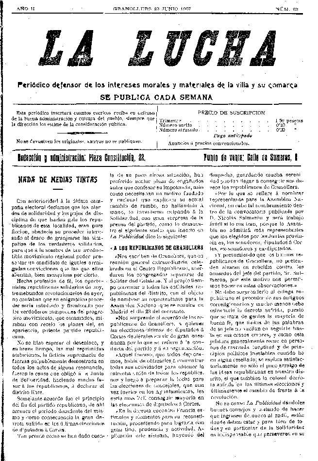 La Lucha, 23/6/1907 [Issue]