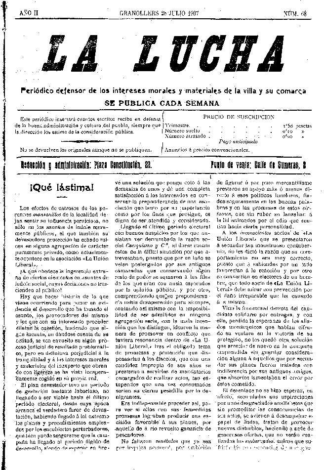 La Lucha, 28/7/1907 [Issue]