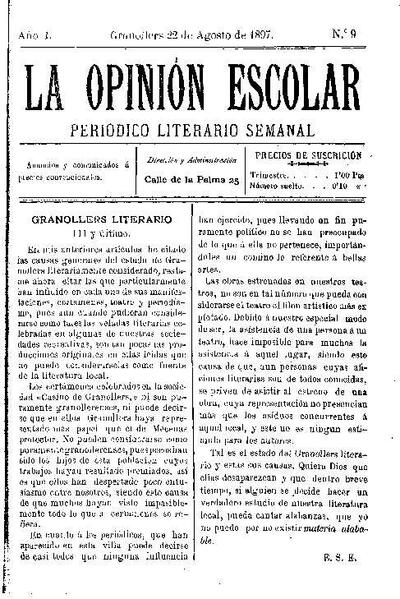La Opinión Escolar, 22/8/1897 [Exemplar]