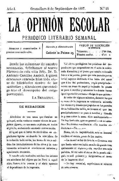 La Opinión Escolar, 5/9/1897 [Exemplar]