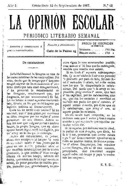 La Opinión Escolar, 12/9/1897 [Exemplar]