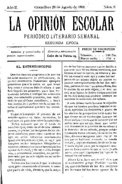 La Opinión Escolar, 28/8/1898 [Exemplar]