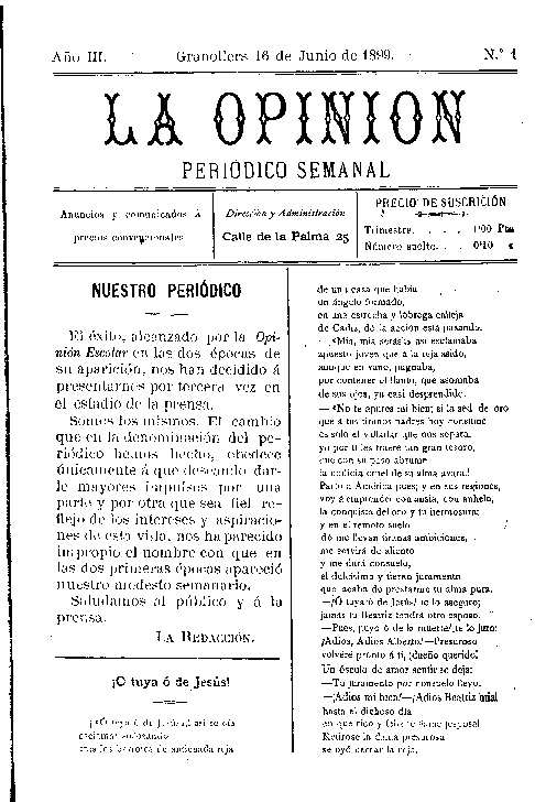La Opinión, 16/6/1899 [Issue]