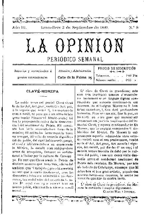 La Opinión, 2/9/1899 [Ejemplar]