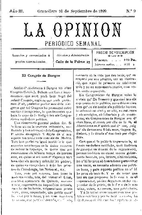La Opinión, 10/9/1899 [Exemplar]