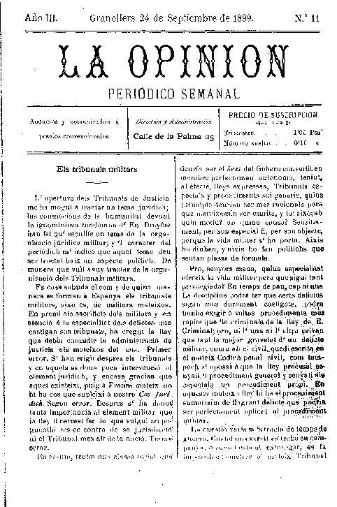 La Opinión, 24/9/1899 [Ejemplar]