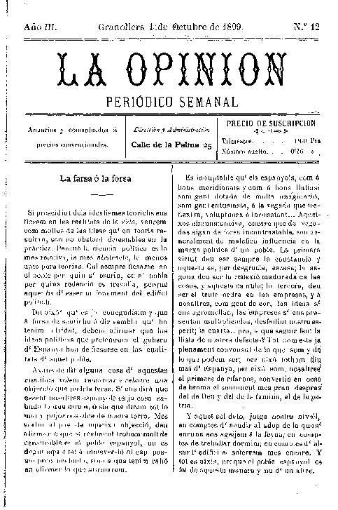 La Opinión, 1/10/1899 [Issue]