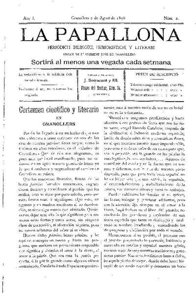 La Papallona, 2/8/1896 [Issue]
