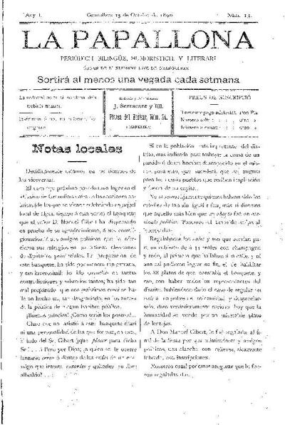 La Papallona, 25/10/1896 [Issue]