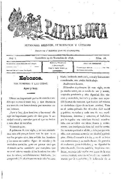 La Papallona, 29/11/1896 [Ejemplar]