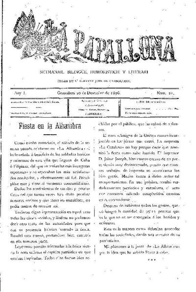 La Papallona, 20/12/1896 [Issue]