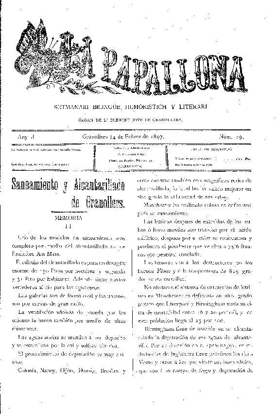 La Papallona, 14/2/1897 [Ejemplar]