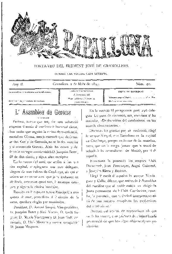 La Papallona, 2/5/1897 [Ejemplar]