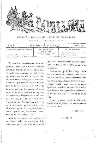 La Papallona, 27/5/1897 [Issue]