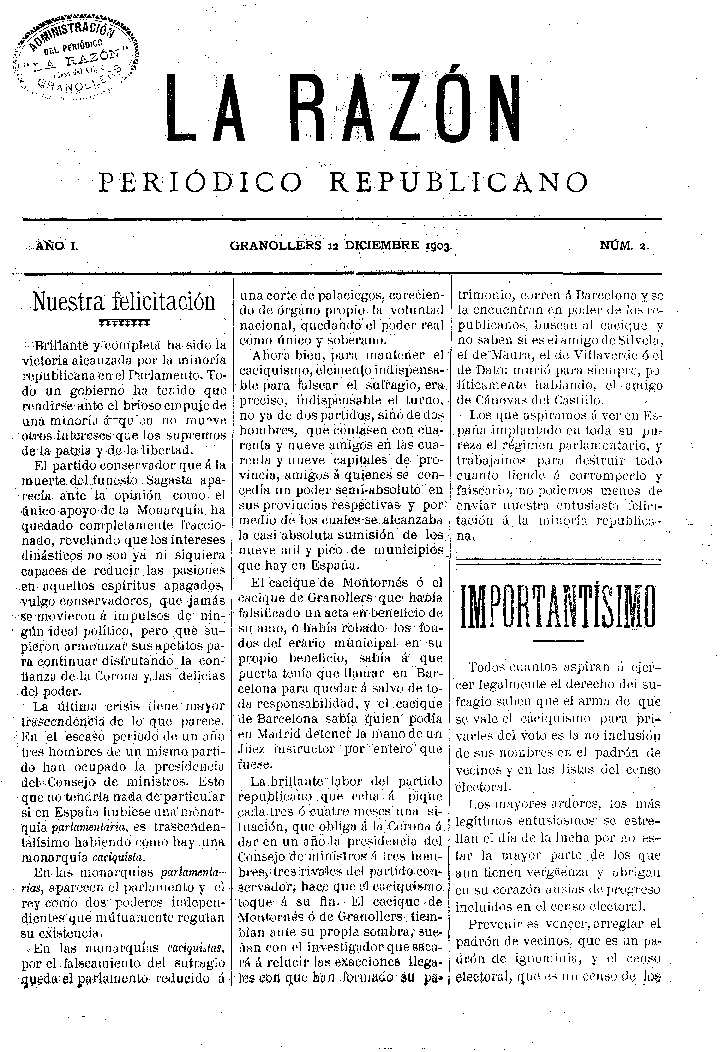 La Razón, 12/12/1903 [Issue]