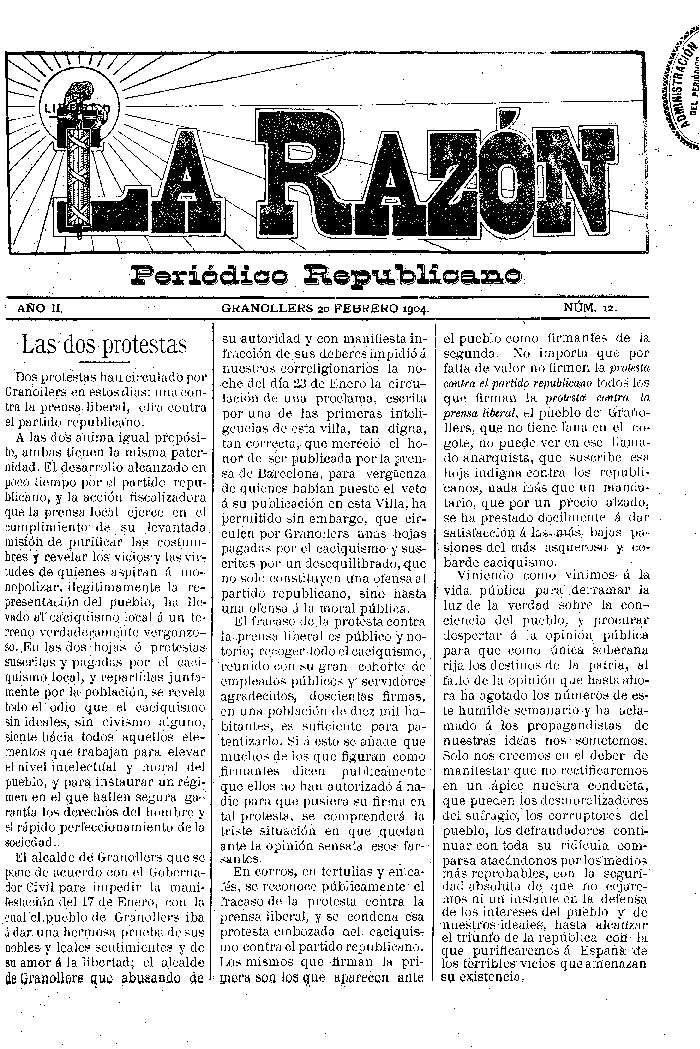 La Razón, 20/2/1904 [Ejemplar]