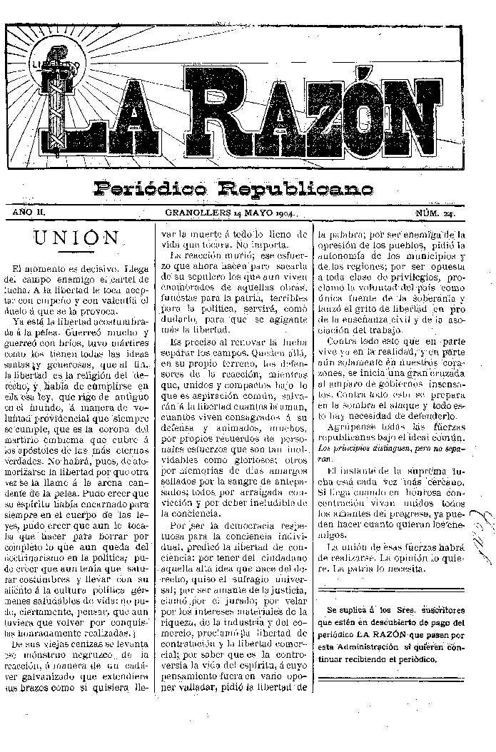 La Razón, 14/5/1904 [Ejemplar]