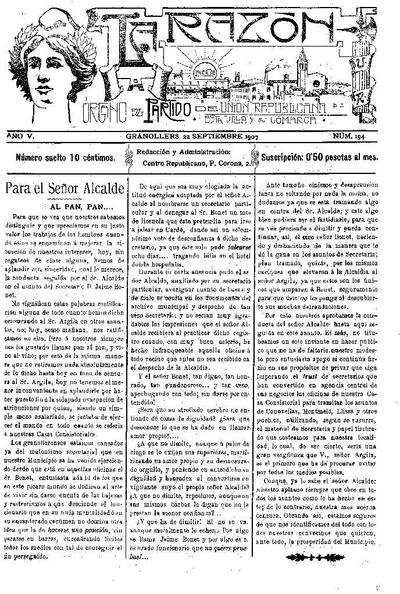 La Razón, 22/9/1907 [Ejemplar]