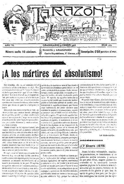 La Razón, 19/1/1908 [Ejemplar]